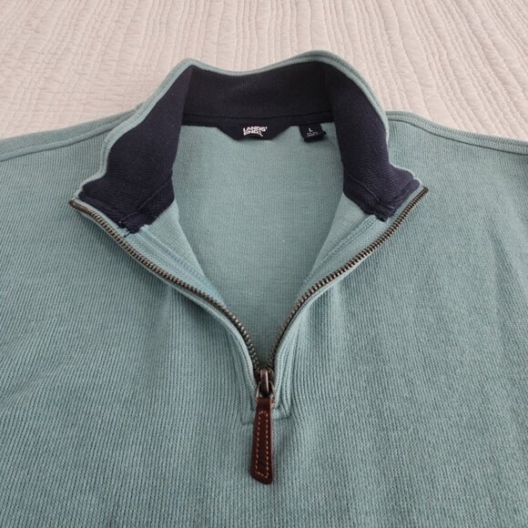 Lands' End 1/4 Zip Henley Men's L 42-44 Pistachio Green Long Sleeve EUC Classic - Picture 7 of 16